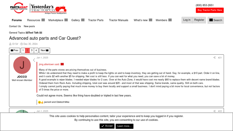 Advanced auto parts and Car Quest? rockauto tractor parts