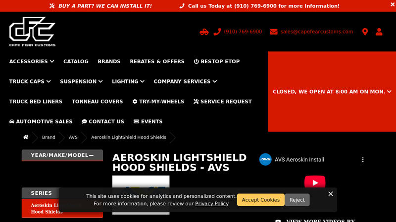 Aeroskin lightshield hood shields avs auto parts