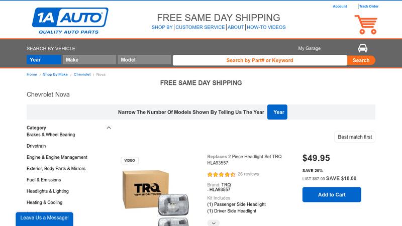 Aftermarket Chevrolet Nova Parts Online nova car parts