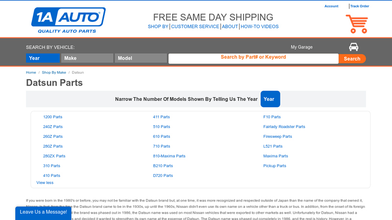 Aftermarket & OEM Datsun Auto Parts datsun 280z parts car