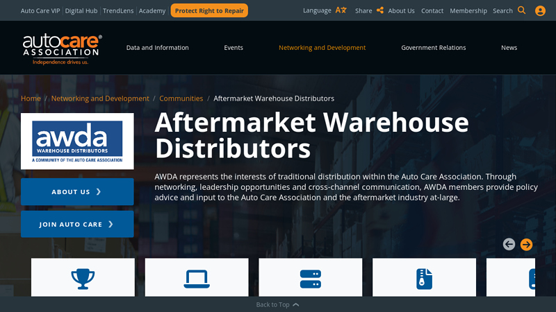 Aftermarket Warehouse Distributors (AWDA) auto parts warehouses