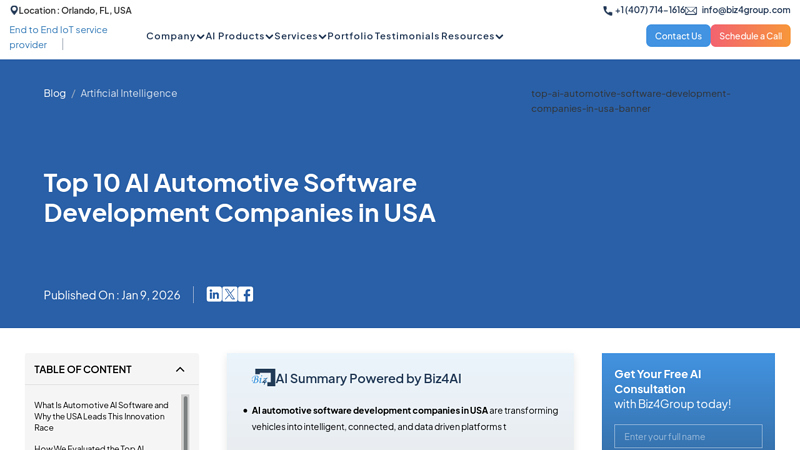 AI Automotive Software Development Companies in USA ai auto parts