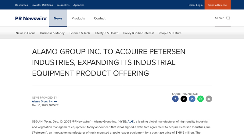 ALAMO GROUP INC. TO ACQUIRE PETERSEN INDUSTRIES ... alamo auto parts