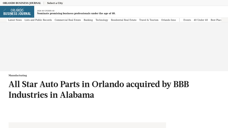 All Star Auto Parts in Orlando acquired by BBB Industries in Alabama star auto parts