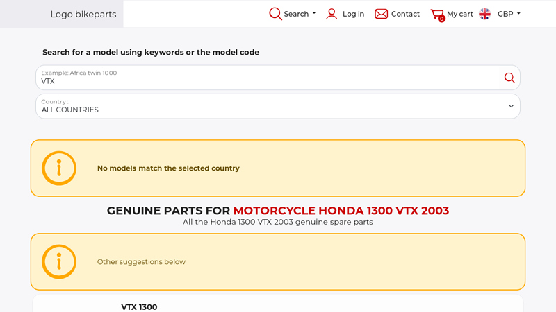 All the Honda 1300 VTX 2003 genuine spare parts honda vtx 1300 parts