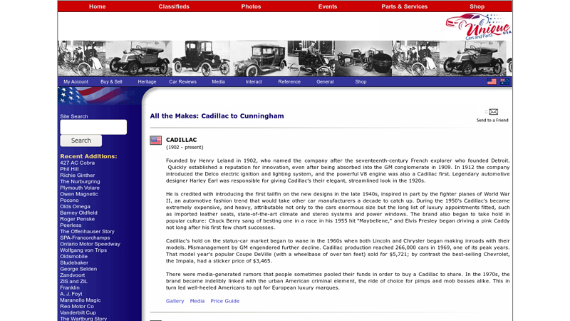 All the Makes: Cadillac to Cunningham cunningham auto parts