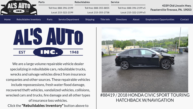 Al's Auto used car parts philadelphia