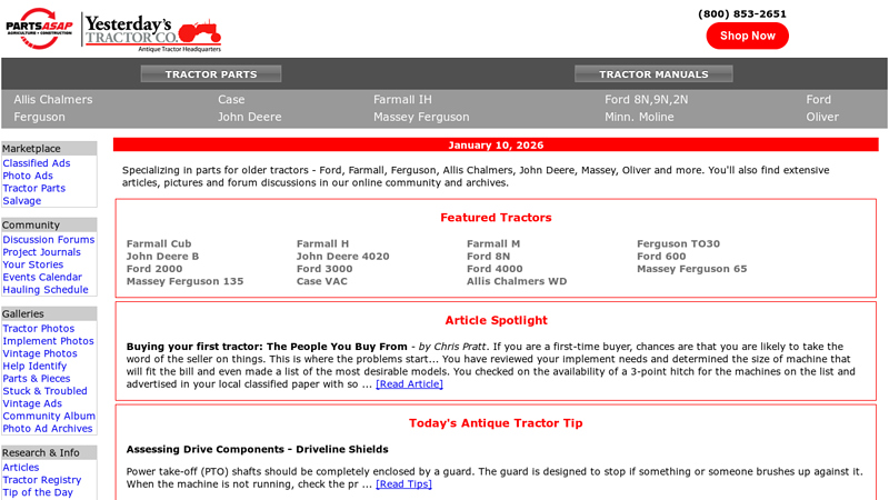 Antique Tractors used tractor parts
