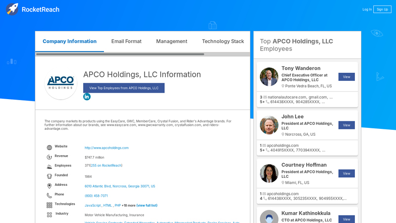 APCO Holdings, LLC Information apco auto parts