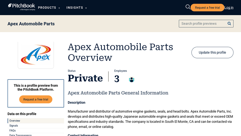 Apex Automobile Parts 2025 Company Profile car parts apex