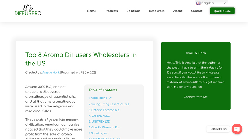 Aroma Diffuser manufacturer in the US diffuser car part