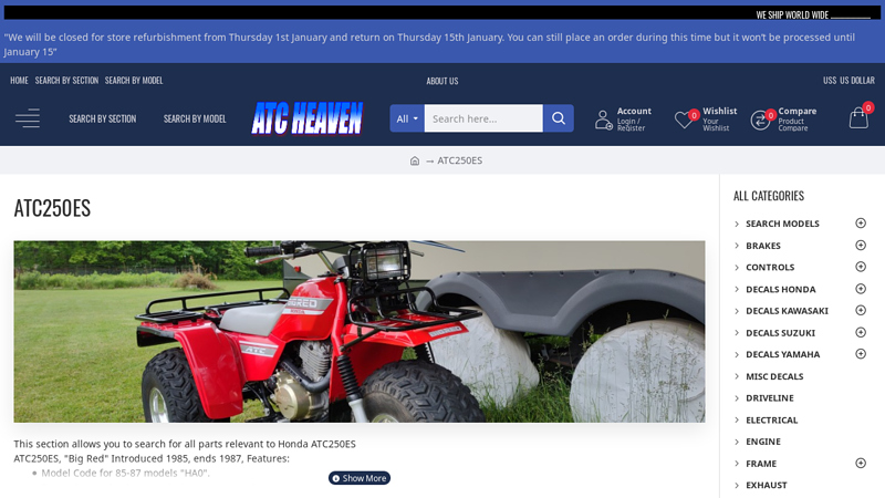 ATC250ES parts search honda big red parts