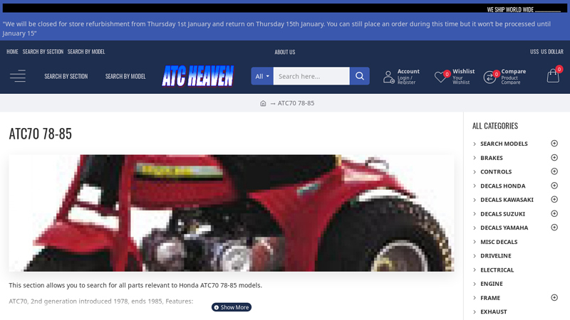 ATC70 78 honda atc 70 parts