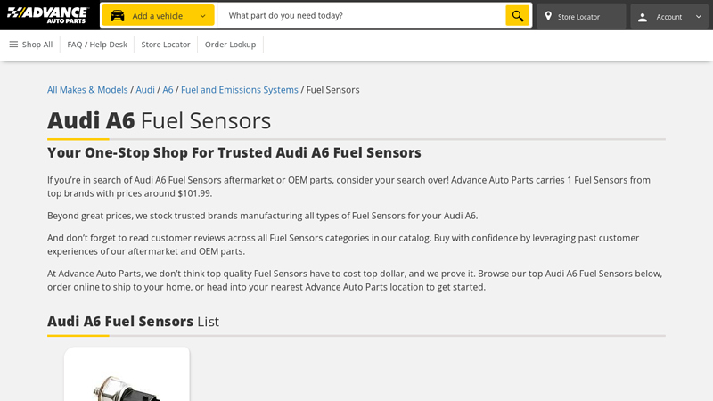 Audi A6 Fuel Sensors advance auto parts olean ny