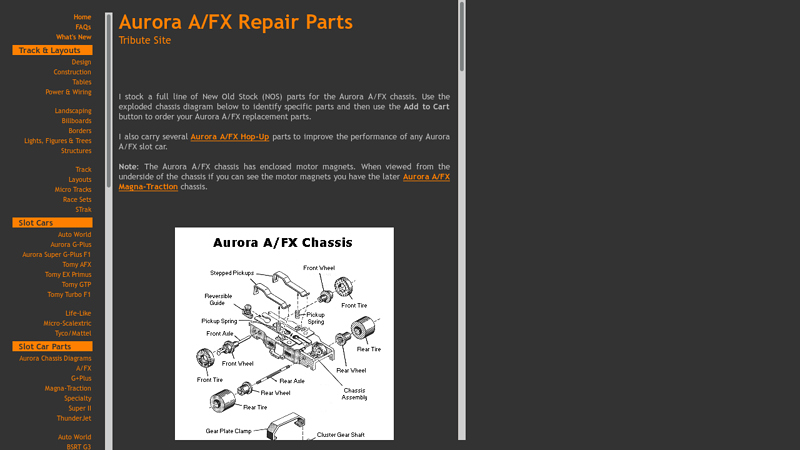 Aurora AFX Repair Parts aurora afx slot car parts