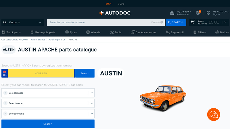 AUSTIN APACHE parts catalogue apache car parts