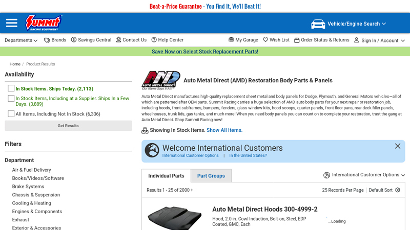 Auto Metal Direct - AMD Restoration Body Parts auto direct auto parts