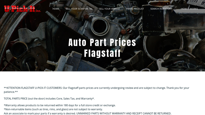 Auto Part Prices Flagstaff Auto Parts u pick car parts near me