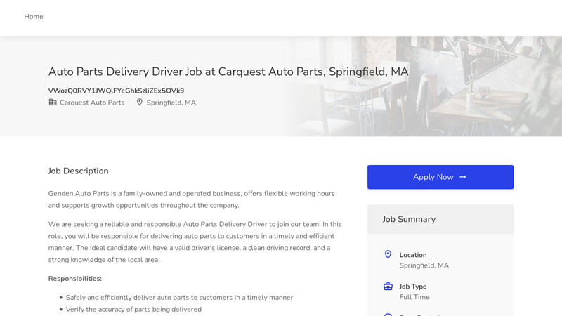 Auto Parts Delivery Driver job at Carquest Auto Parts Springfield, MA ... carquest auto parts - genden auto parts