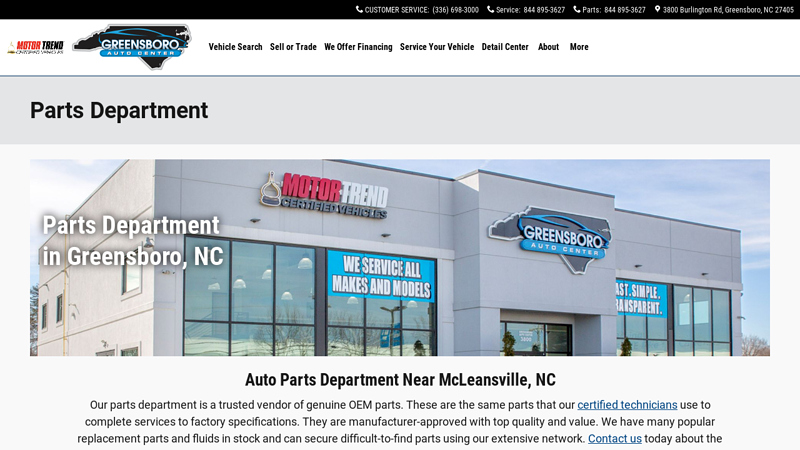 Auto Parts Department in Greensboro, NC car parts greensboro nc