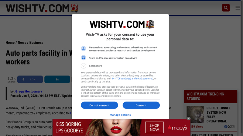 Auto parts facility in Warsaw to close, affecting 262 workers auto parts brownsburg indiana
