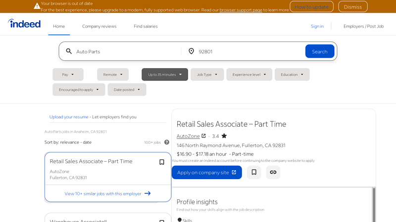 Auto Parts Jobs, Employment in Anaheim, CA 92801 advance auto parts westminster