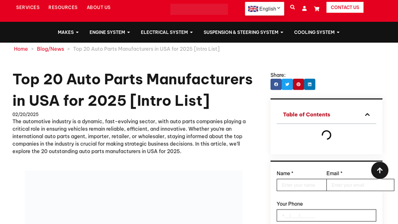 Auto Parts Manufacturers in USA for 2025 [Intro List] auto parts warehouse