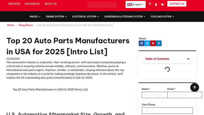Auto Parts Manufacturers in USA for 2025 [Intro List] us truck parts inc