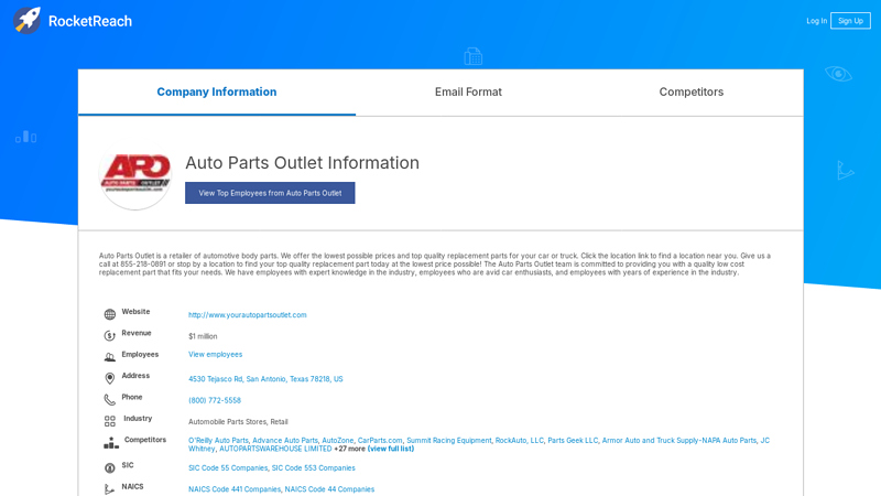 Auto Parts Outlet Information auto parts outlet - san antonio