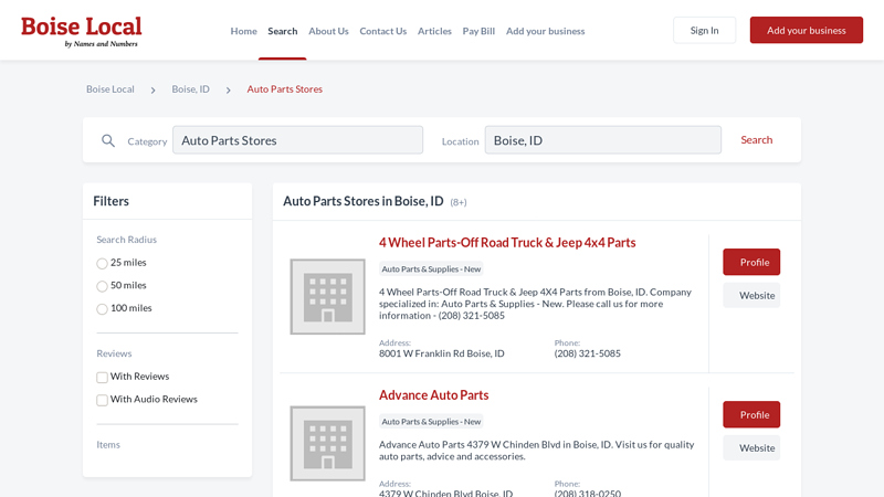 Auto Parts Stores in Boise, ID auto parts store boise