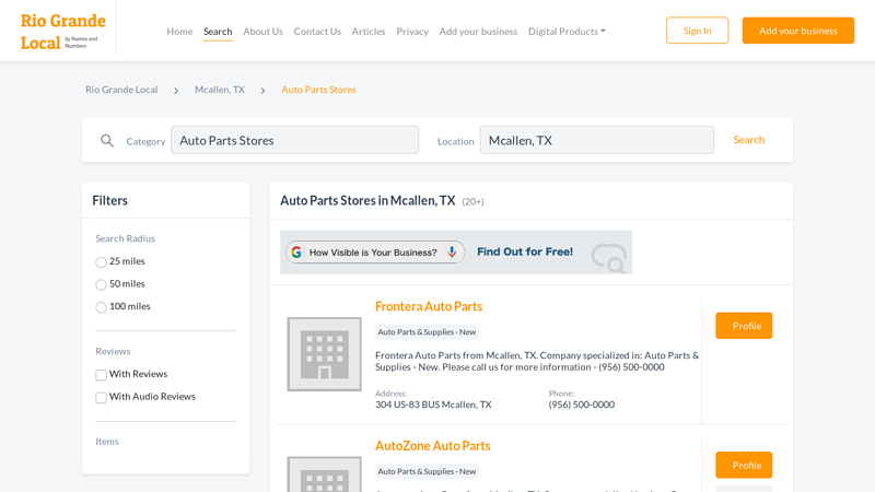 Auto Parts Stores in Mcallen, TX car parts mcallen tx