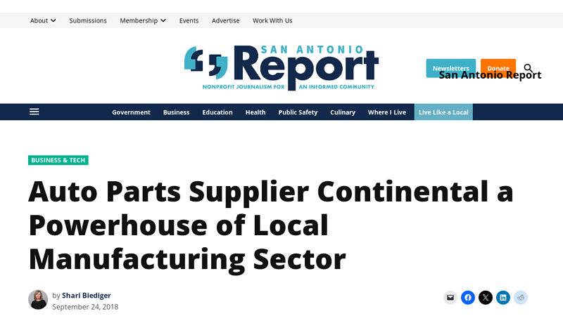 Auto Parts Supplier Continental a Powerhouse of Local ... san antonio tx auto parts