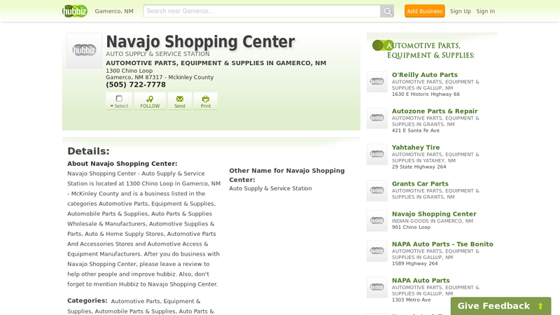 Auto Supply & Service Station, Navajo Shopping ... auto parts gallup nm