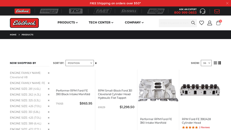 Automotive Aftermarket Performance Parts by Edelbrock, LLC. ford fe engine parts