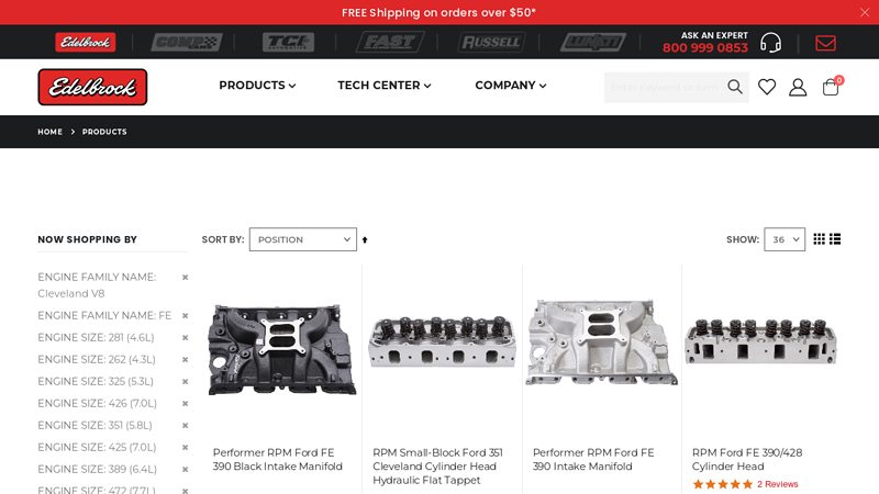 Automotive Aftermarket Performance Parts by Edelbrock, LLC. ford fe motor parts