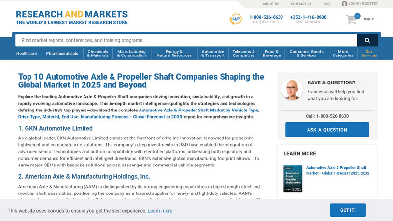 Automotive Axle & Propeller Shaft Companies Shaping the ... car axle parts