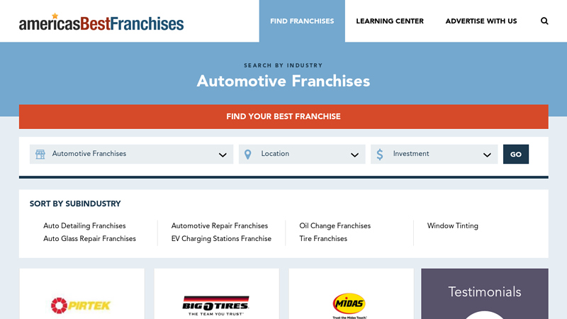 Automotive Franchises auto parts franchise