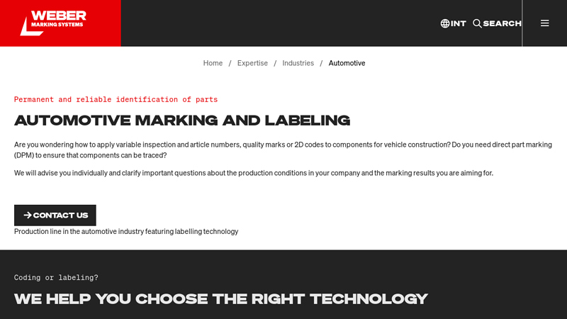 Automotive marking and labeling weber auto parts