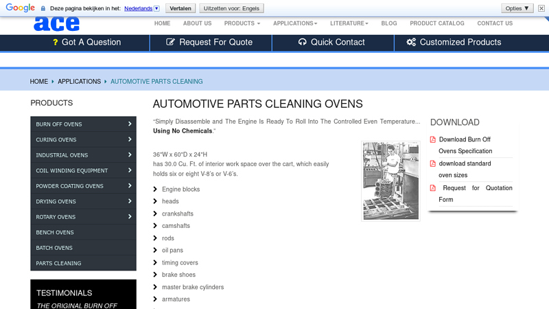 Automotive Parts Cleaning Ovens auto parts cleaner