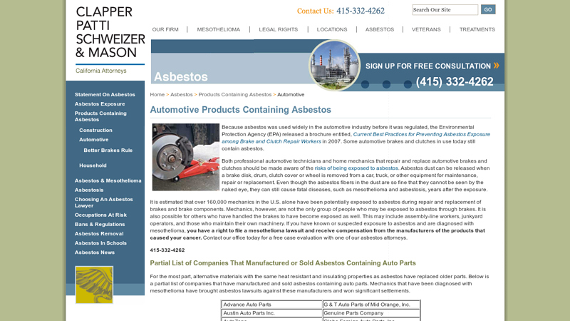 Automotive Products Containing Asbestos forest city auto parts