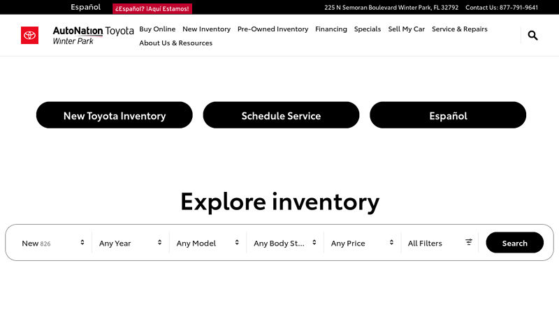 AutoNation Toyota Winter Park central florida toyota service and parts