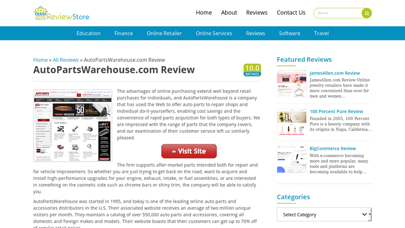 AutoPartsWarehouse.com Review auto parts warehouse autopartswarehouse
