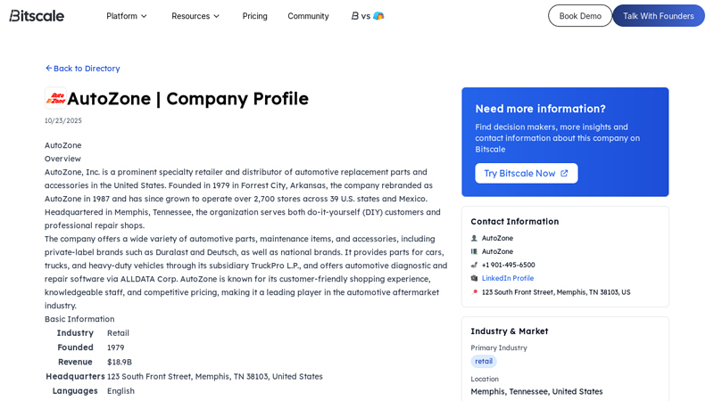 AutoZone auto parts memphis tn