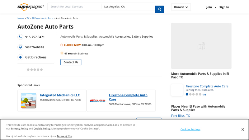 AutoZone Auto Parts 9800 Dyer St, El Paso, TX 79924 autozone auto parts el paso tx
