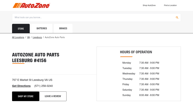 AutoZone Auto Parts in Leesburg, VA (707 E Market St) car parts stores in leesburg va