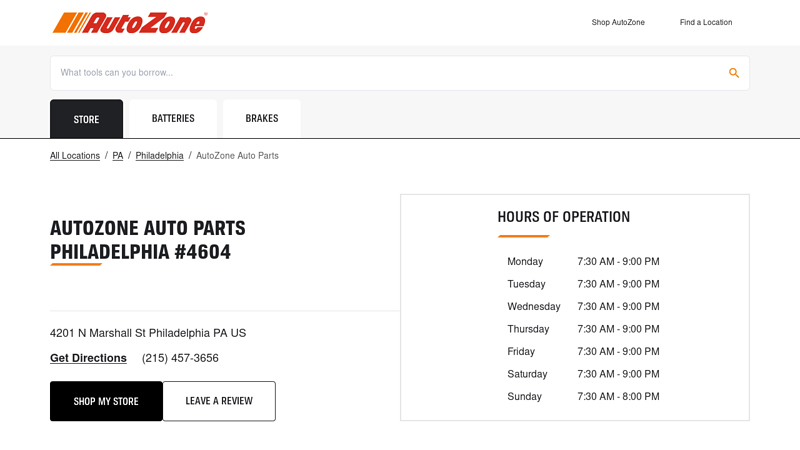 AutoZone Auto Parts in Philadelphia, PA (4201 N Marshall St) autozone auto parts philadelphia