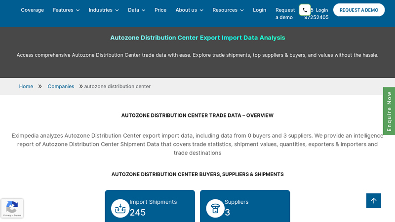 Autozone Distribution Center Export Import Data autozone auto parts jacksonville fl