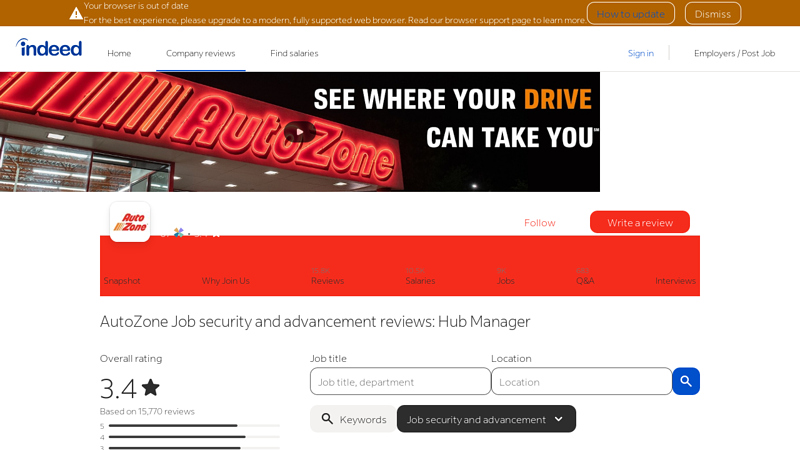 AutoZone Job security and advancement reviews autozone auto parts el paso tx