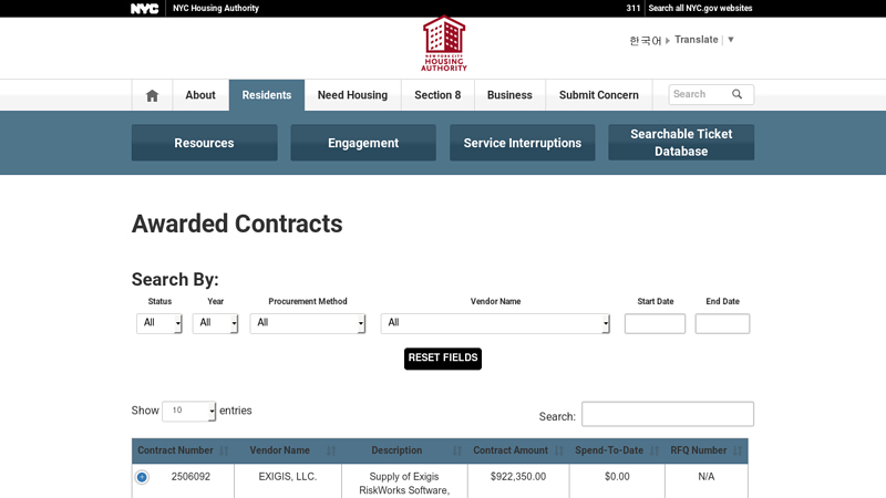 Awarded Contracts b&h auto parts
