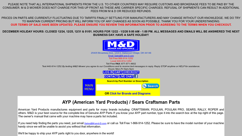 AYP (American Yard Products) / Sears Craftsman Parts sears garden tractor parts